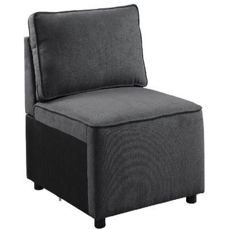 Armless Chair with Pocket Coil Seating and Pillow Back， Gray