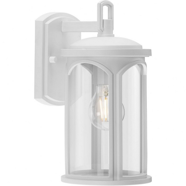 Progress Lighting Gables 1 light Outdoor Wall Lantern In Satin White With Clear Glass Shade