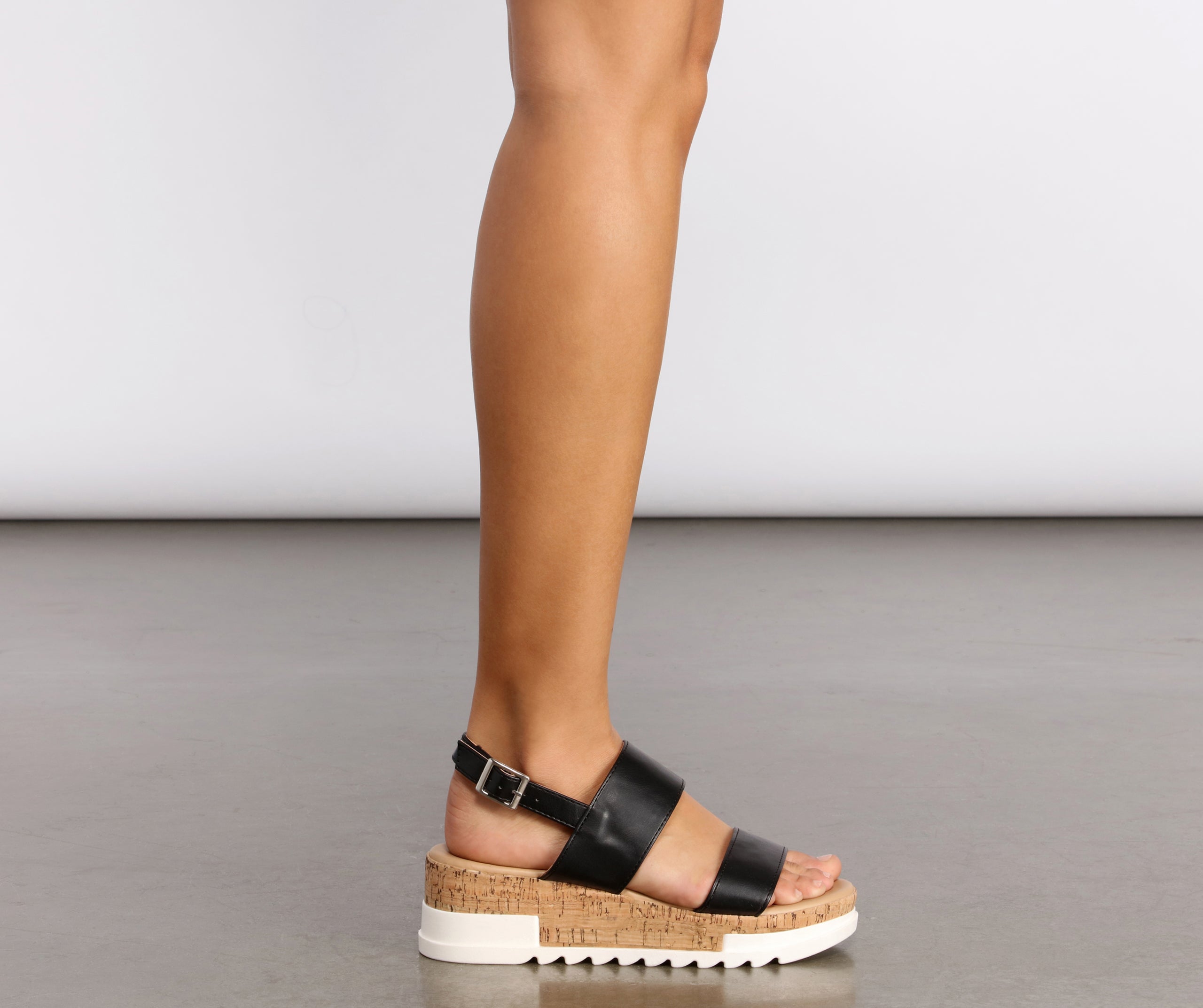 Just In Time Faux Leather Platform Sandals