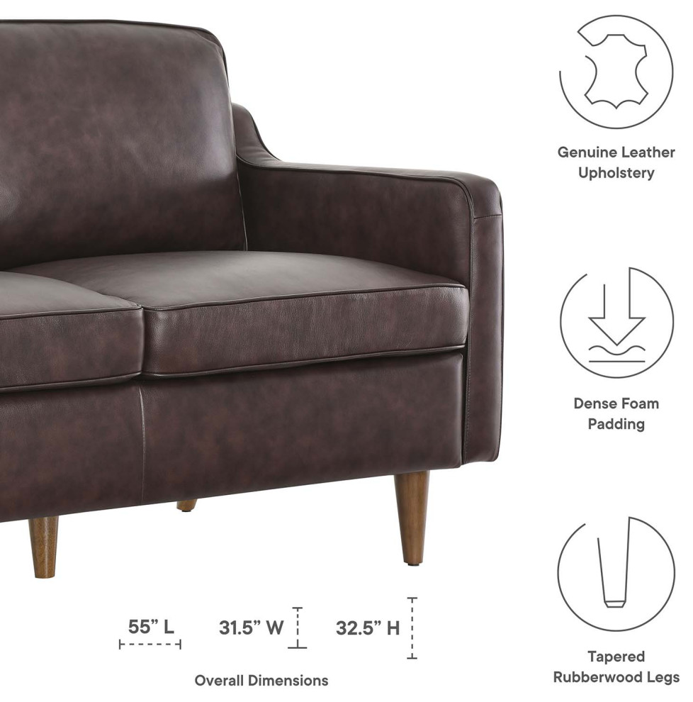 Loveseat Sofa  Brown  Leather  Modern  Mid Century Hotel Lounge Cafe Lobby   Midcentury   Loveseats   by House Bound  Houzz