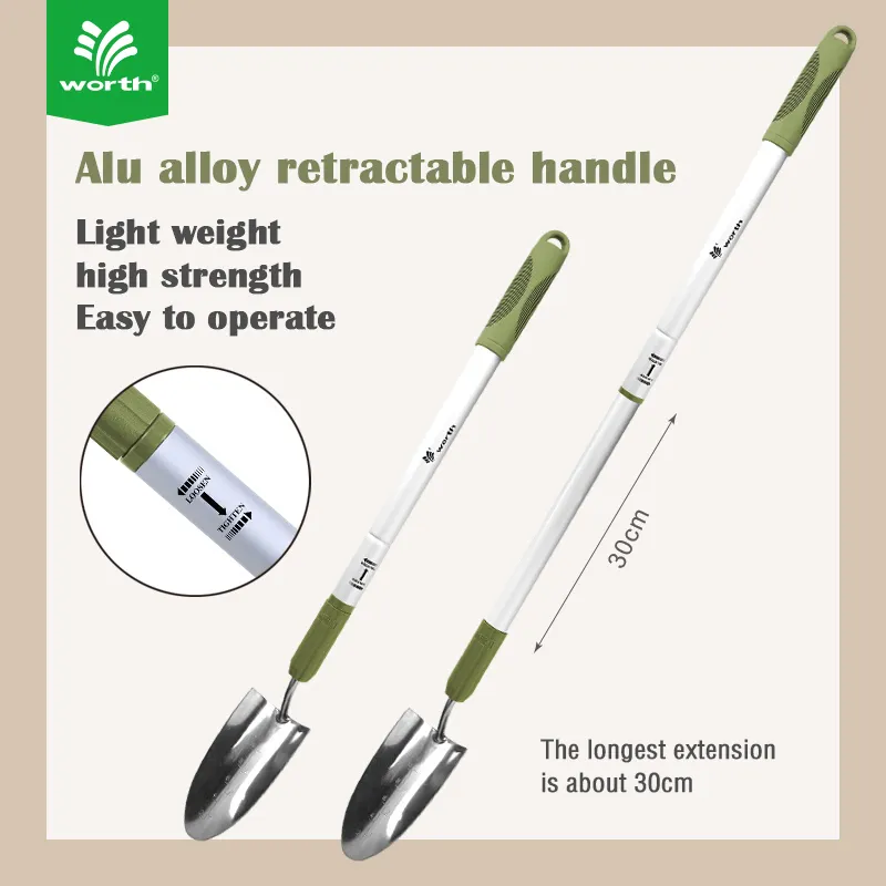 High Quality Stainless Steel Telescopic Long Handled Garden Trowel Tool