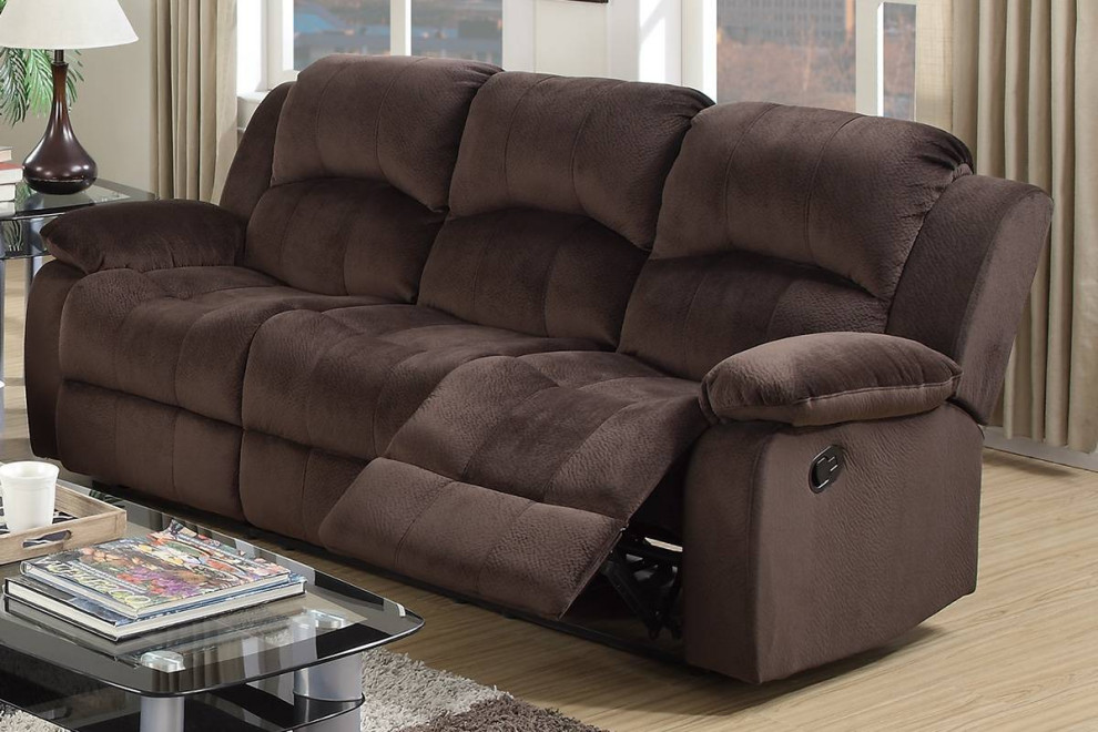 Toledo 2 Piece Padded Suede Modern Motion Sofa Set Upholstered  Chocolate   Transitional   Living Room Furniture Sets   by Hollywood Decor  Houzz