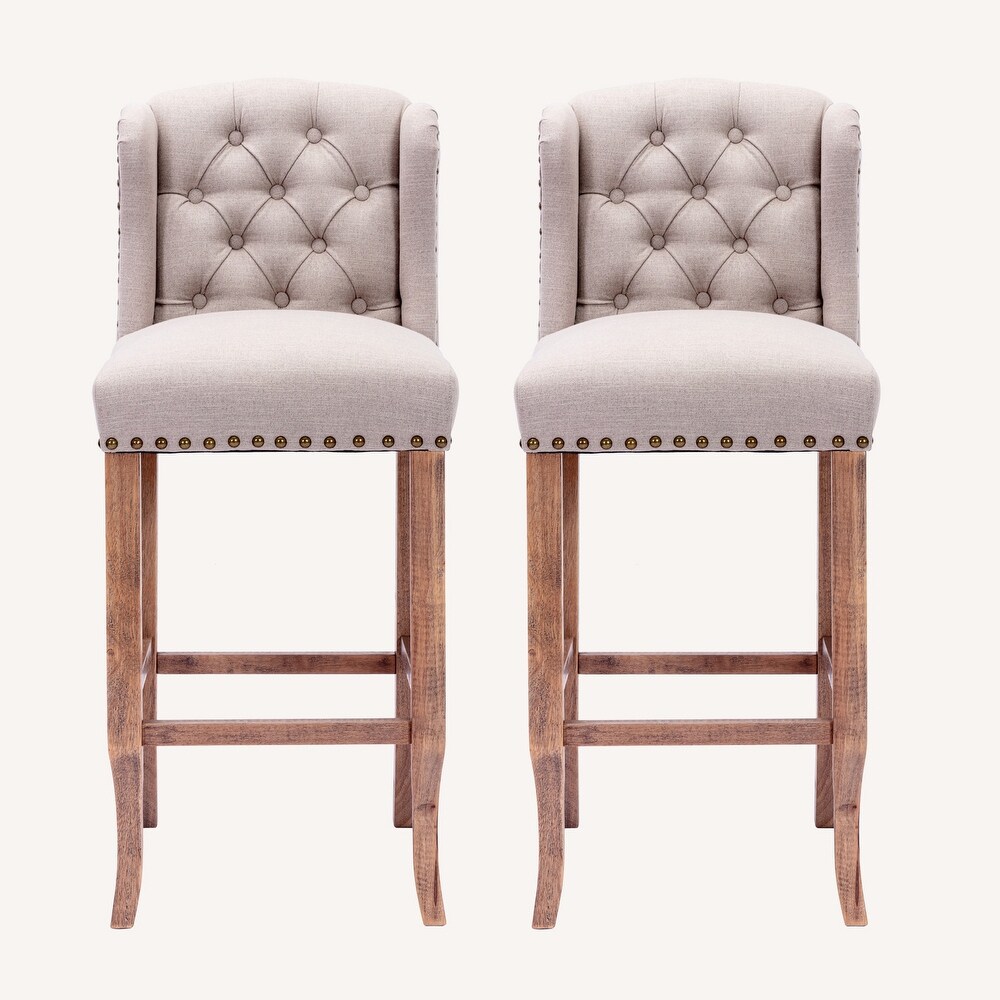 Bar Chairs with Tufted Upholstered Set of 2