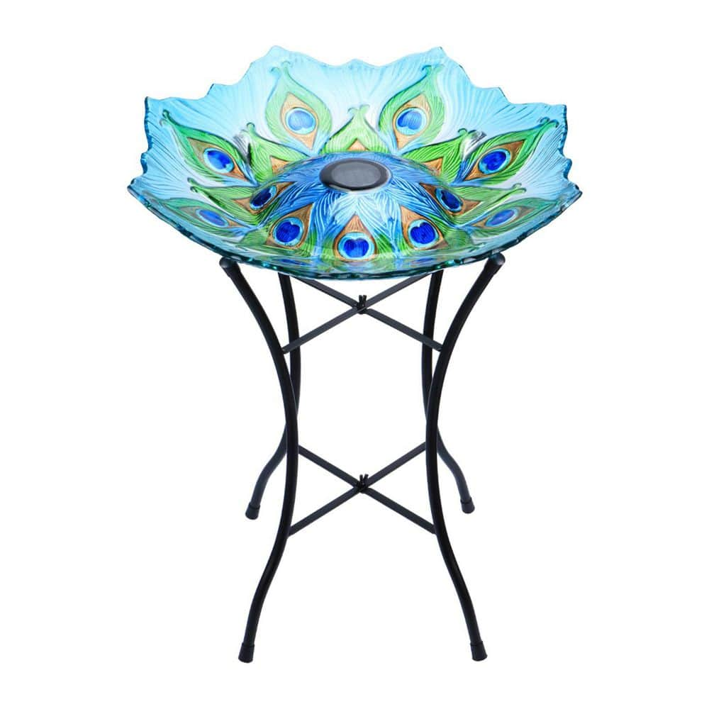 MUMTOP Outdoor Solar Birdbath with Metal Stand A1-42A0012