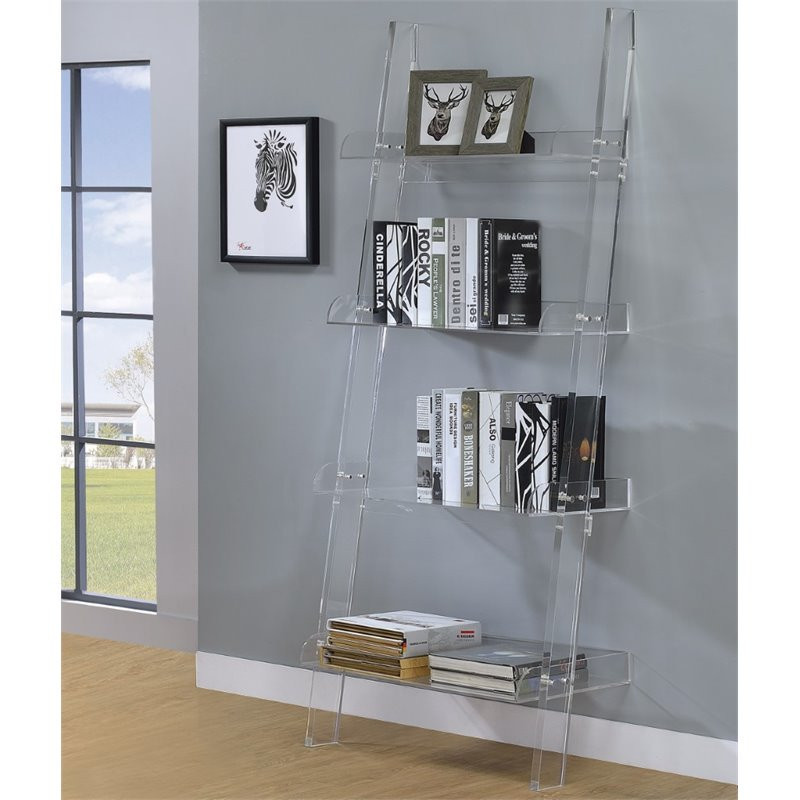 Coaster Amaturo 4 Shelf Contemporary Ladder Plastic Bookcase in Clear   Contemporary   Bookcases   by Simple Relax  Houzz