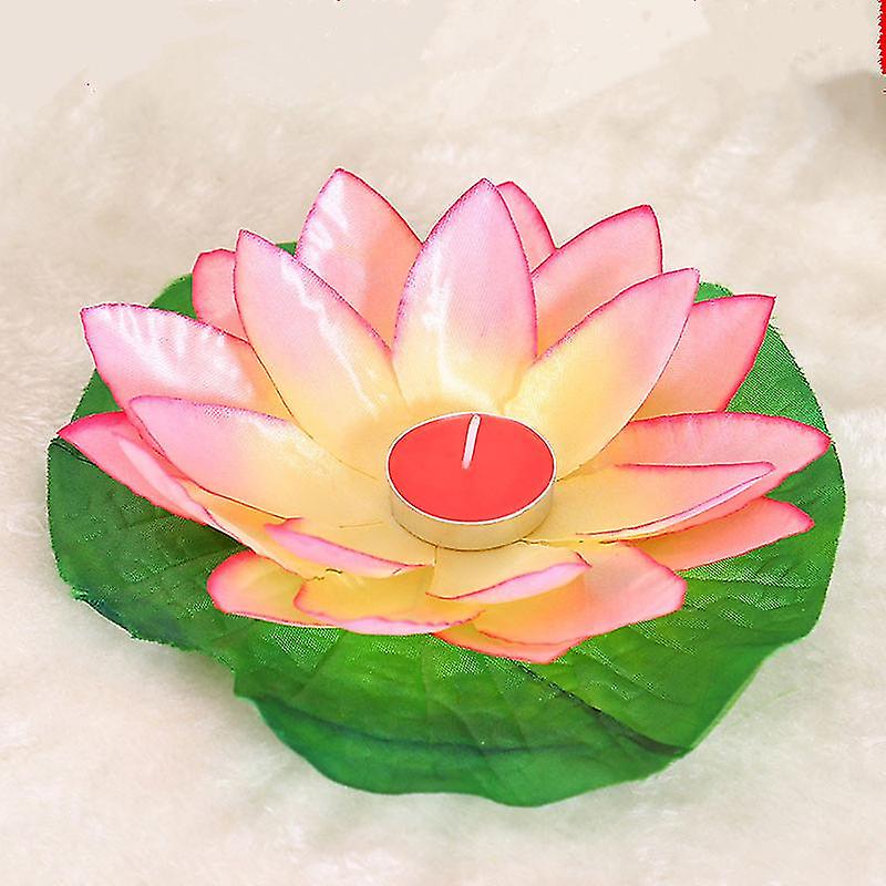 Miman 10pcs Multicolor Silk Lotus Lantern Light Floating Candles Decorations For Festival