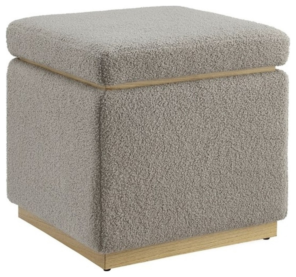 Linon Hawn Wood Upholstered Square Ottoman in Blush Pink   Contemporary   Footstools And Ottomans   by Homesquare  Houzz