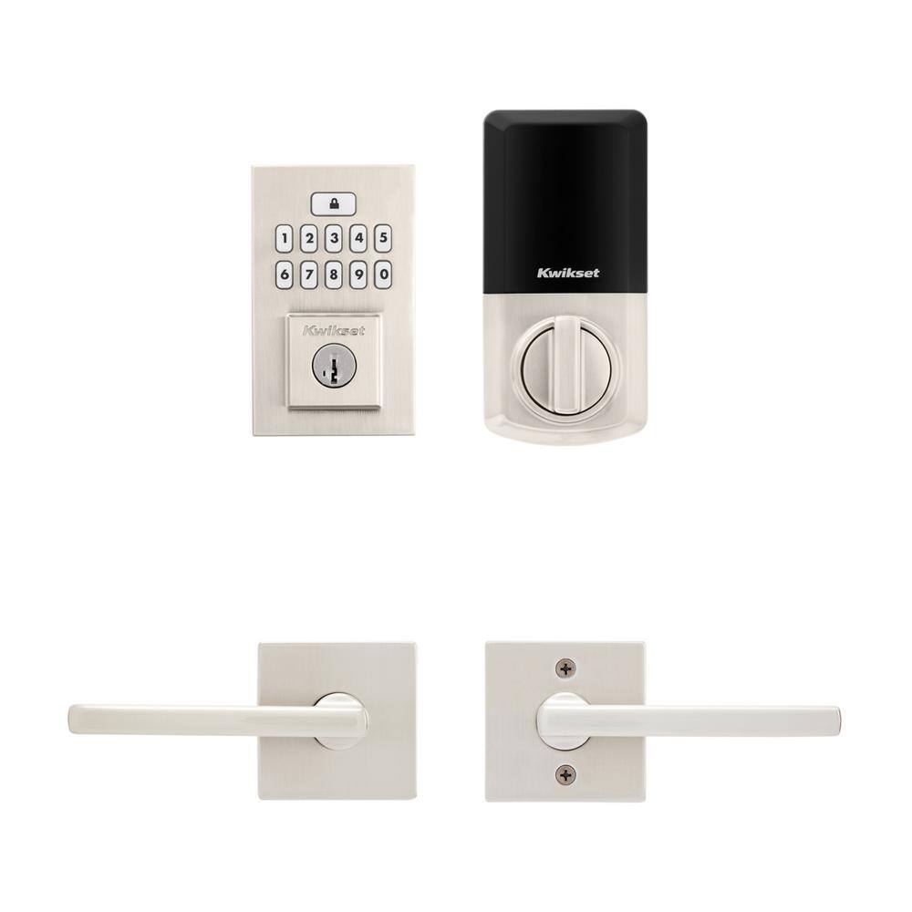 Kwikset SmartCode 260 Contemporary Satin Nickel Keypad Electronic Deadbolt Feat SmartKey wHalifax HallCloset Lever Combo Pack 9260CNT720HFL15