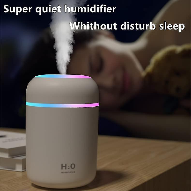 Colorful Mini Cute Humidifier Usb 300ml Portable With 7 Colors 2 Mist Modes Ultra Quiet Suitable For Home Car Bedroom Office And Travel (gray)