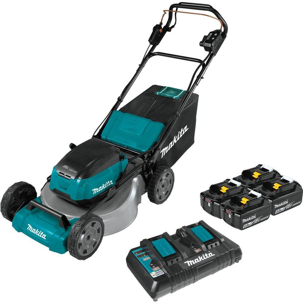 Makita 18-Volt X2 (36V) LXT Cordless 21 in. Self-Propelled Commercial Lawn Mower Kit (4 Batteries 5.0Ah)  Bonus Hedge Trimmer XML08PT1-XHU02Z