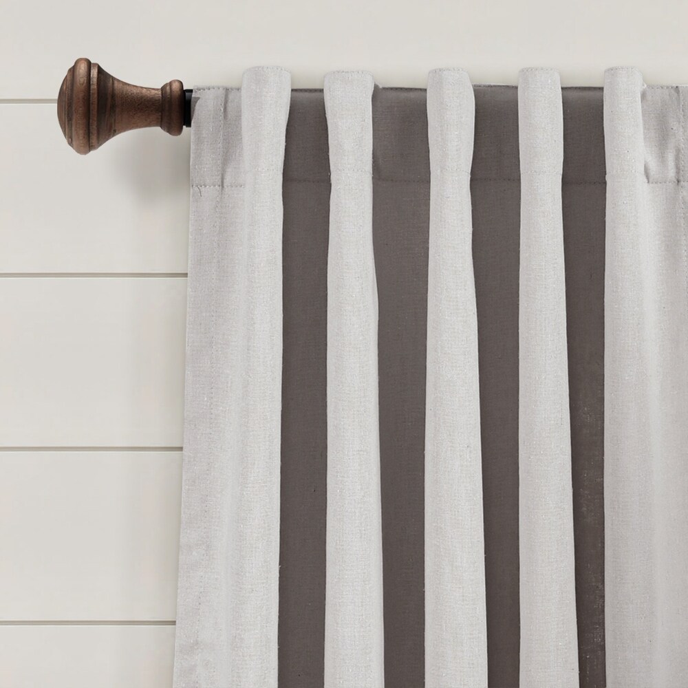 Lush Decor Ivy Tassel Faux Linen Window Curtain Panel Pair   84\