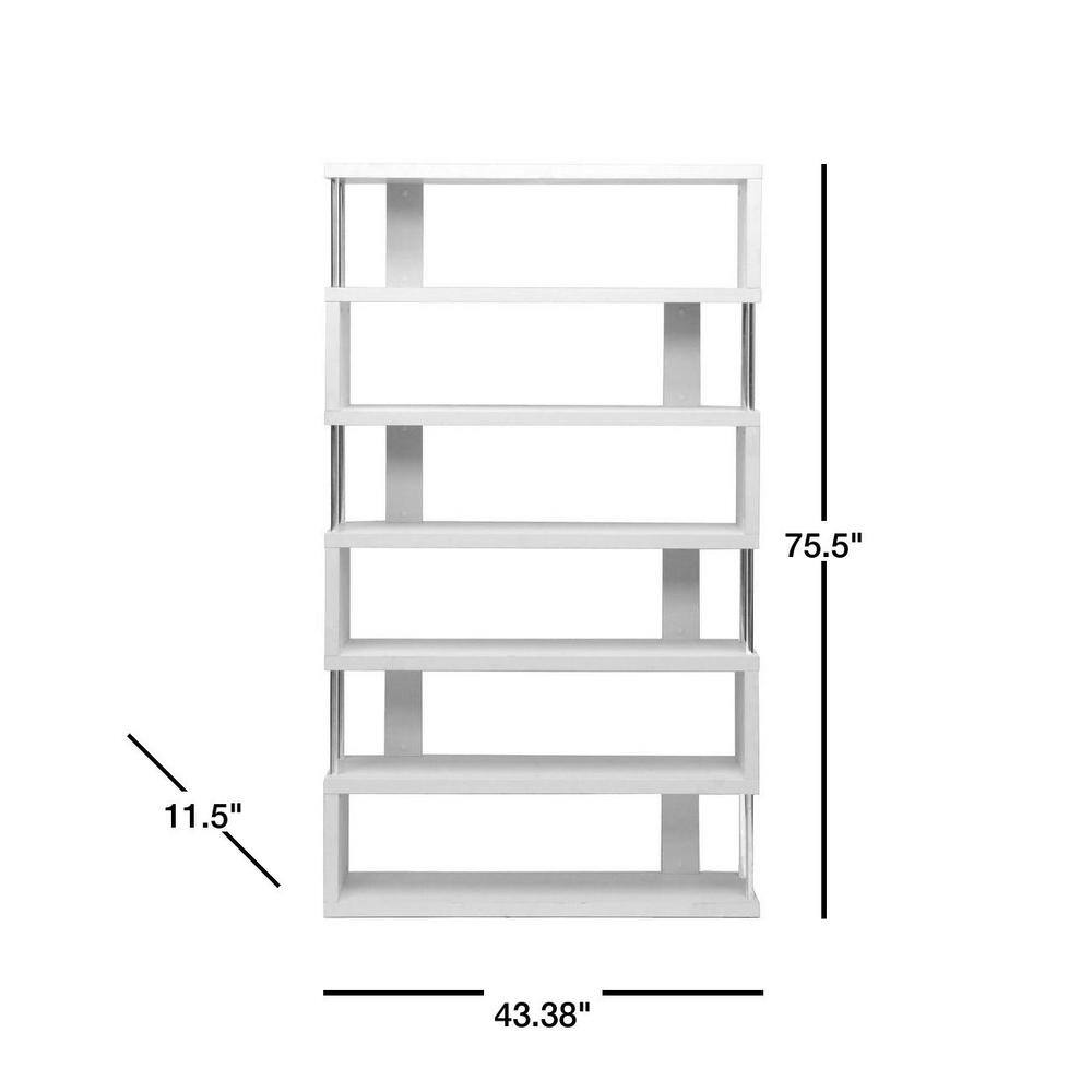 Baxton Studio 75.5 in. White Wood 6-shelf Accent Bookcase with Open Back 28862-4834-HD