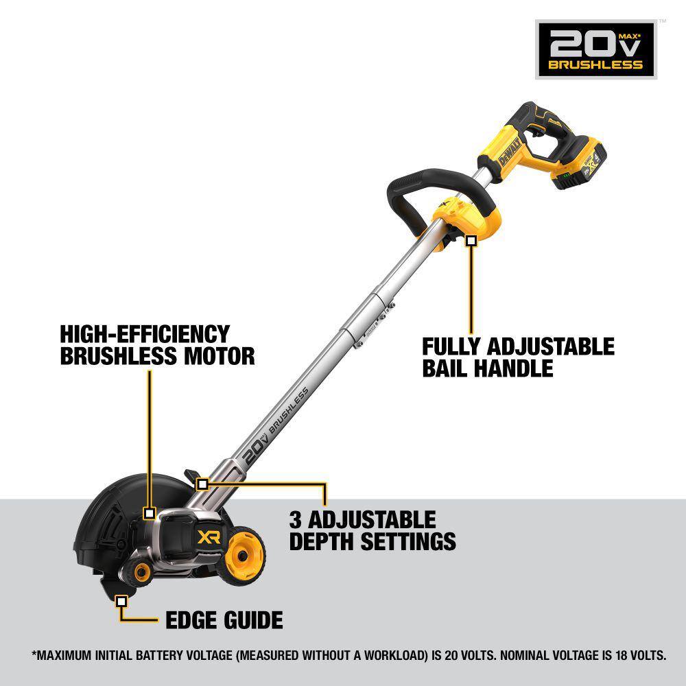 DW 20V MAX Cordless Battery Powered Lawn Edger Kit with (1) 4Ah Battery Charger  Blade DCED400M1WZO400