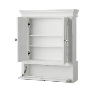 Home Decorators Collection Naples 26-12 in. W x 32-34 in. H x 8 in. D Bathroom Storage Wall Cabinet in White NAWO2633