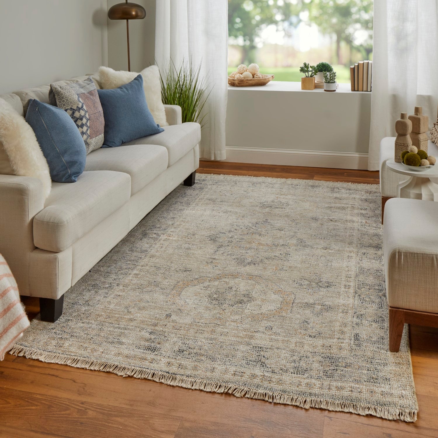 Ramey Hand Woven Tan and Gray Rug by BD Fine