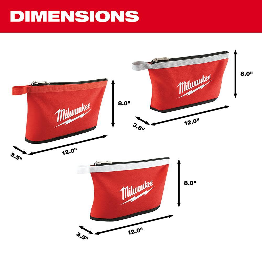 Milwaukee 3 pk Zipper Pouches 48-22-8193 from Milwaukee