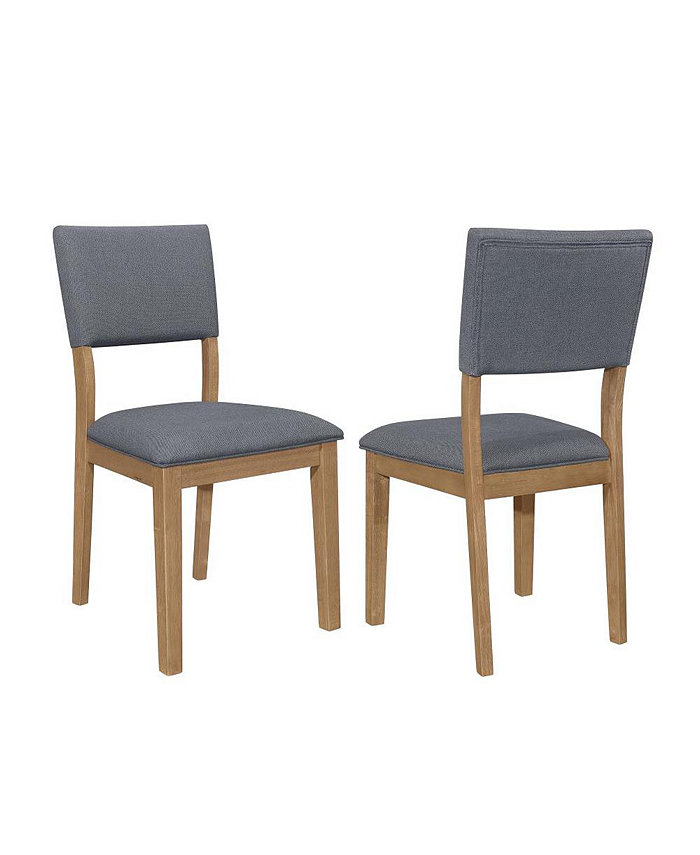 Simple Relax Set of 2 Fabric Upholstered Dining Side Chairs in Blue and Brown