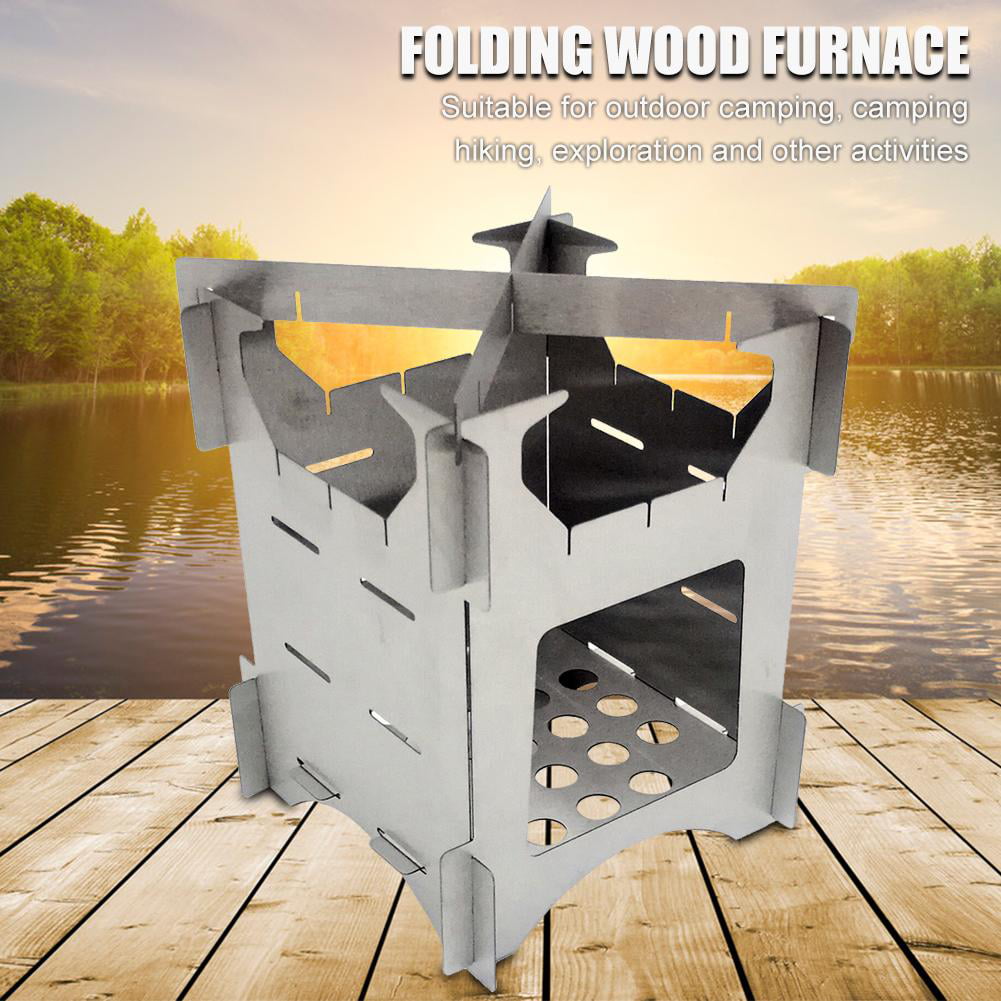 Outdoor Camping Stainless Steel Folding Wood Stove Portable Picnic Stove