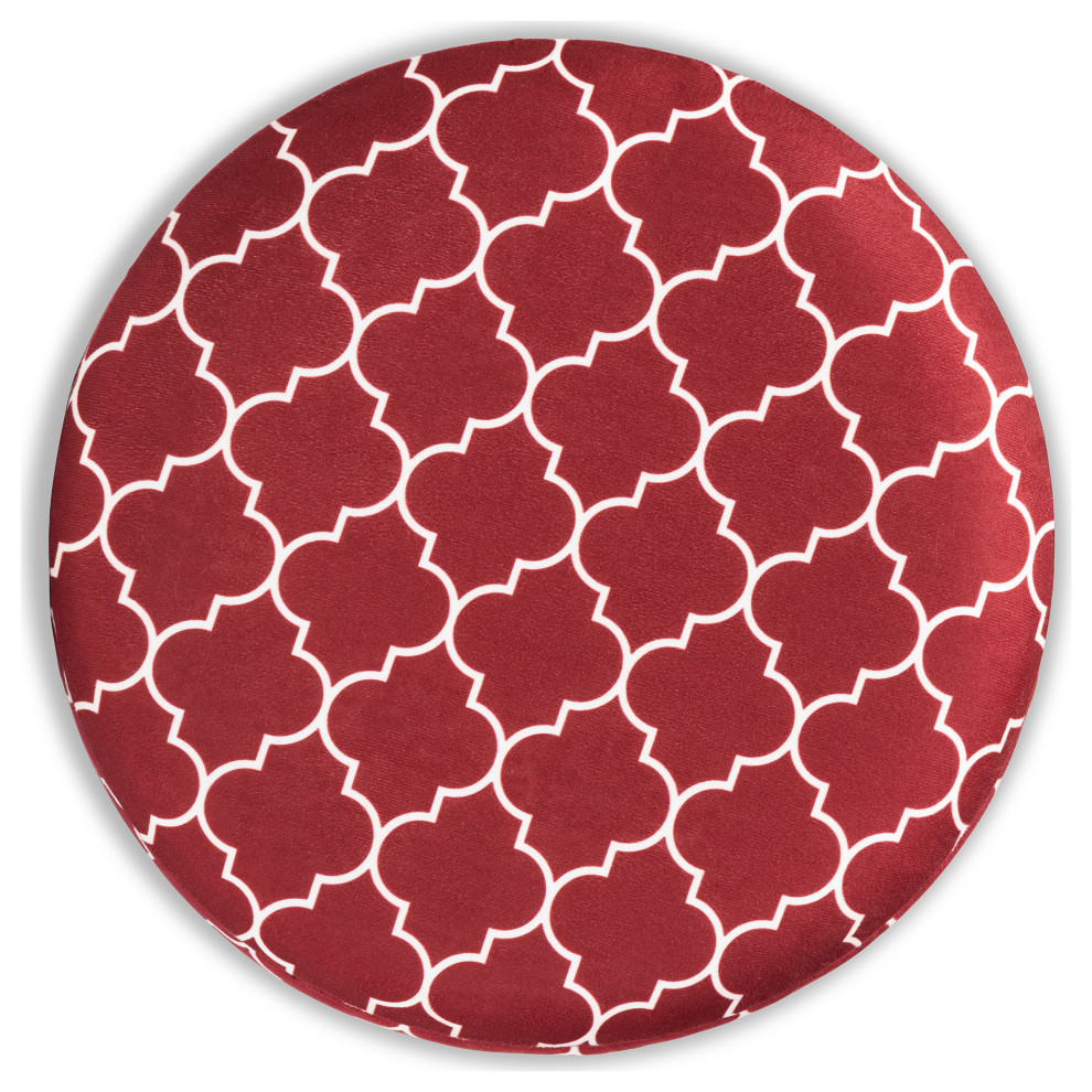 Sybil Quatrefoil Velvet Fabric Upholstered Storage Ottoman  Red   Mediterranean   Footstools And Ottomans   by Urban Designs  Casa Cortes  Houzz