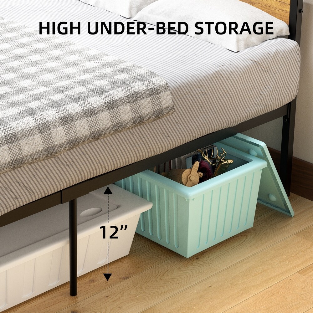 Sturdy Platform Bed Frame with Headboard and Footboard No Box Spring