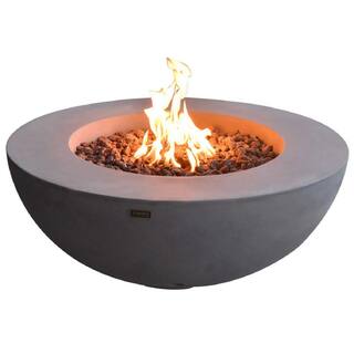 ENVELOR:Envelor Elementi Outdoor Lunar Fire Bowl 42 in. Round Stainless Steel Natural Gas Fire Pit Table Glass with Reinforced Concrete ENV-OFG101-NG