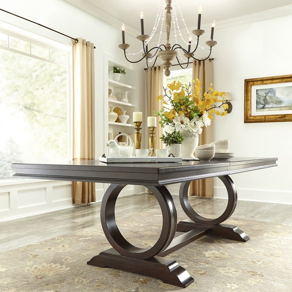 Willa Wood Extendable Trestle Base Dining Table by iNSPIRE Q Classic - Cherry Brown