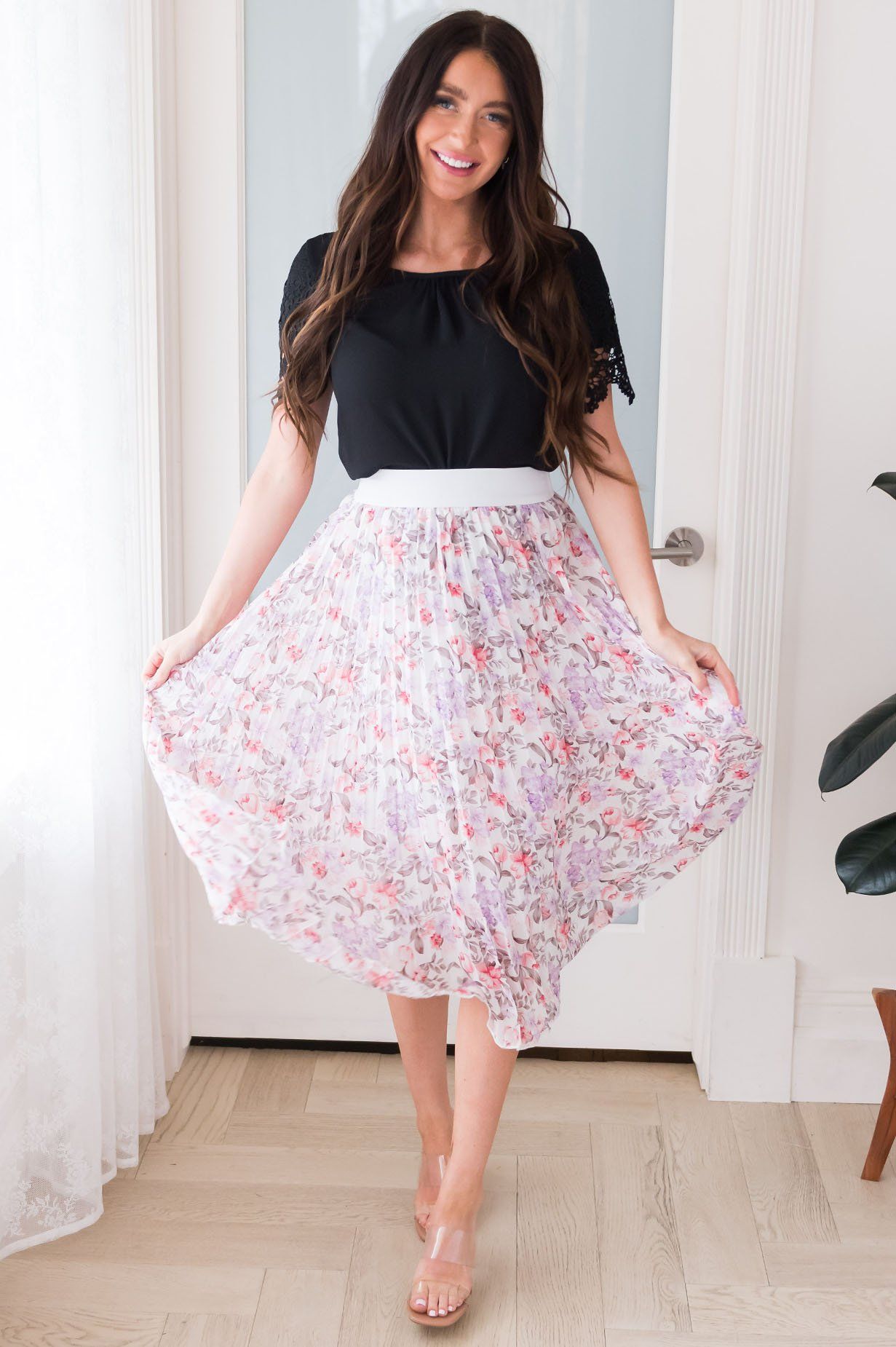 Floral Dreams Modest Pleat Skirt