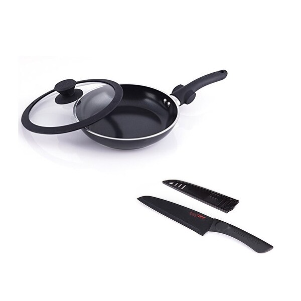 3 Piece Cookware Set-frying pan，lid and knife