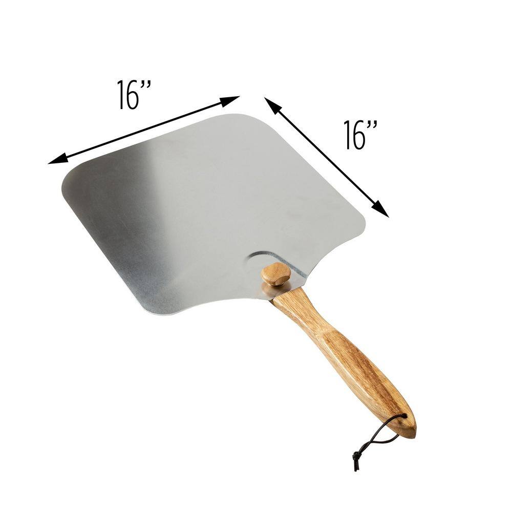 Old Stone Pizza Kitchen 14 in. x 16 in. Aluminum Foldable Pizza Peel with Wood Handle KCH-08436