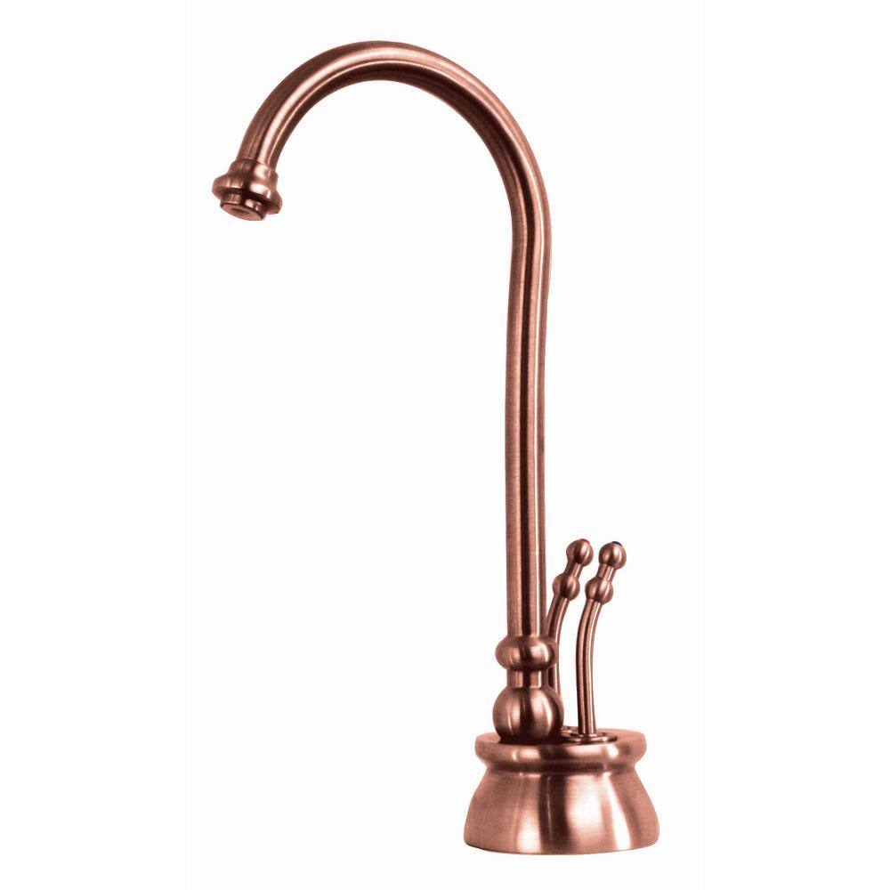 Westbrass 10-38 in. Docalorah 2-Handle Hot and Cold Water Dispenser Faucet with Instant Hot Water Tank Antique Copper D262HFP-11