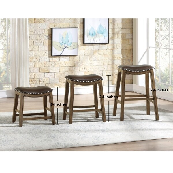 Nailhead Wood Pub-Height Kitchen Counter Bar Stool Square Seat， Black