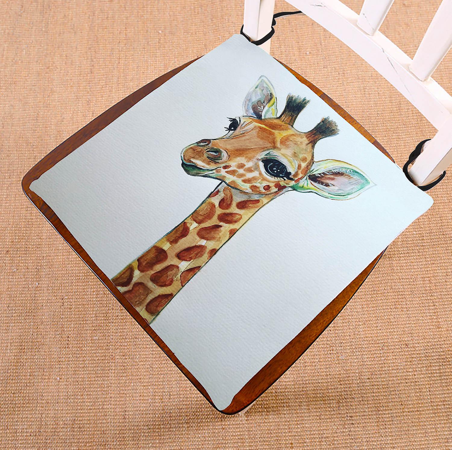 Vintage Giraffe Art Drawing Custom Seat Cushion Chair Cushion Floor Cushion Twin Sides 50x50 Cm