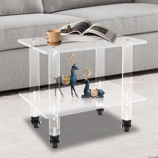 YIYIBYUS 2-Tier Acrylic 4-Wheeled Under Desk Printer Stand in Clear BGQHODV9WDFKH