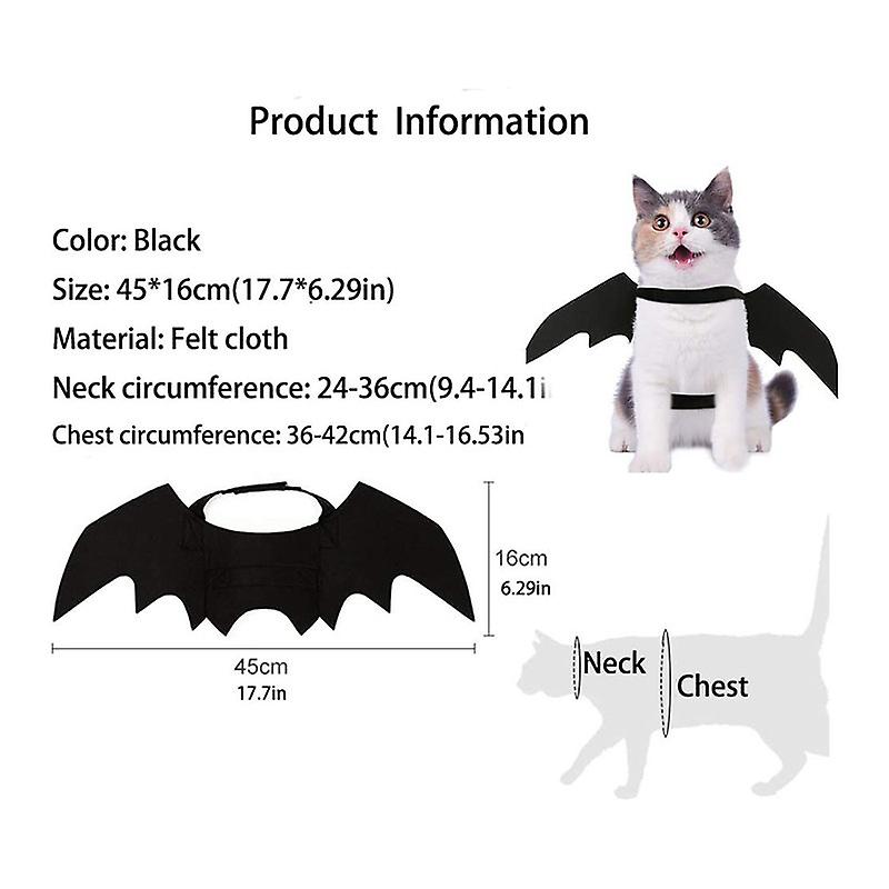 2Pcs Halloween Pet Cat Costume Bat Wings for Small Dogs and Cats Cosplay