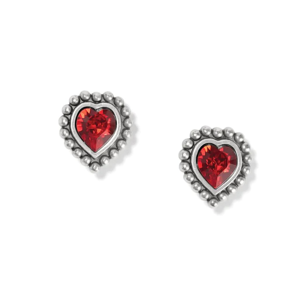 Brighton Shimmer Heart Mini Post Earrings in Silver Red