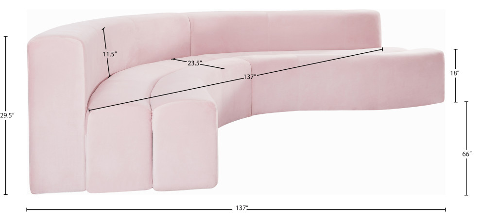 Curl Velvet Upholstered 2 Piece Sectional   Contemporary   Sectional Sofas   by Meridian Furniture  Houzz