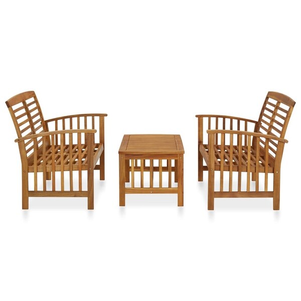 3 Piece Patio Lounge Set Solid Acacia Wood