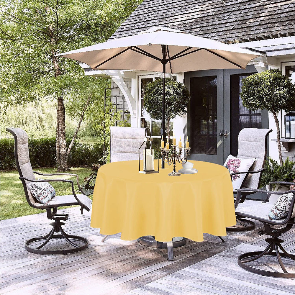 Outdoor And Indoor Tablecloth - Washable Waterproof Wrinkle Free Table Cloth With Zipper And Umbrella Hole For Spring/Summer/Party/Picnic/Bbqs/Patio (Round 60 Inch, Yellow)