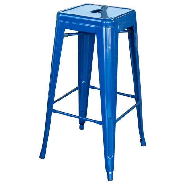 Carbon Loft Scodellaro Blue Metal Bar Stool (Set of 2)