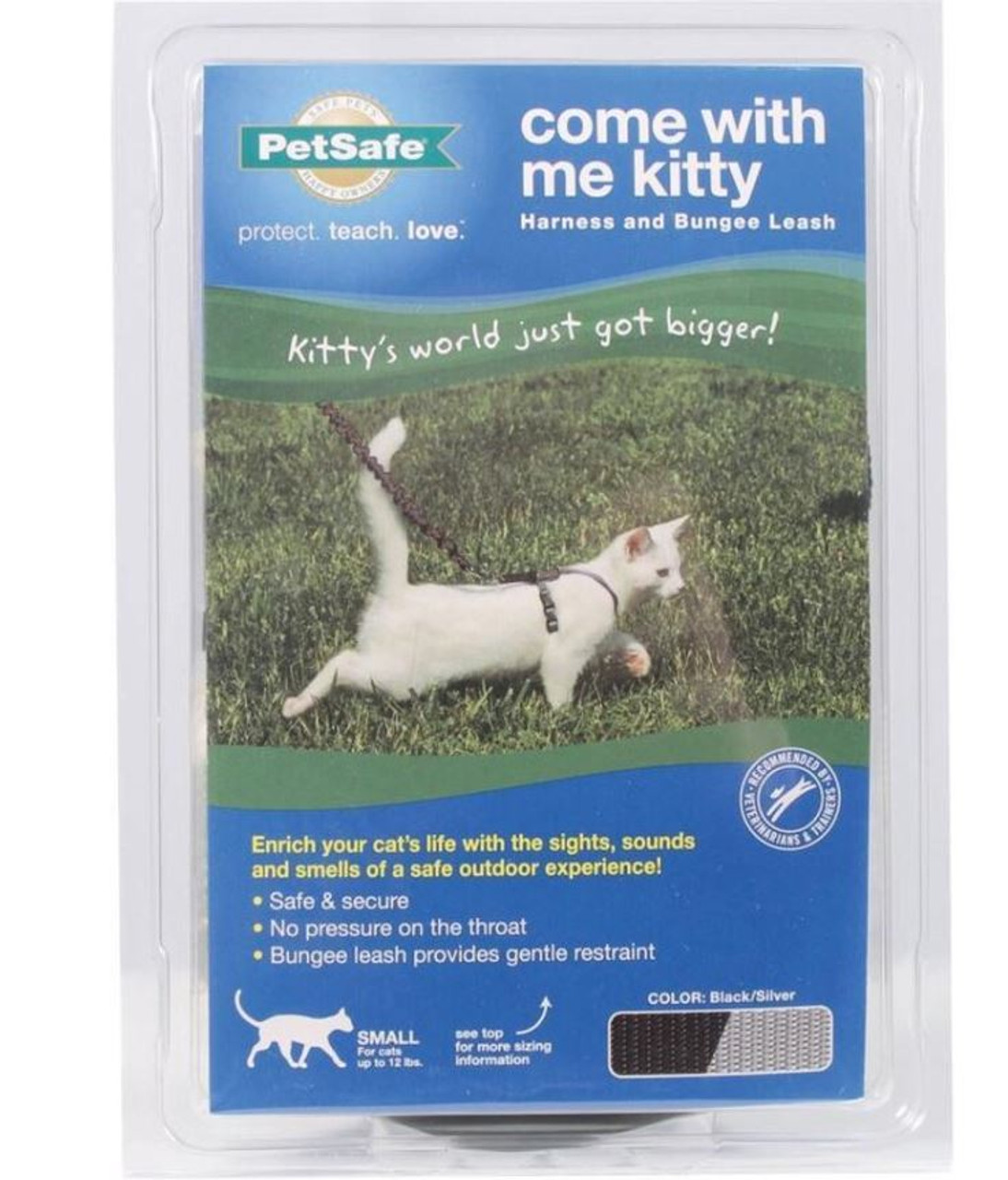 Petsafe Come With Me Kitty Cat Harness and Bungee Leash， Black