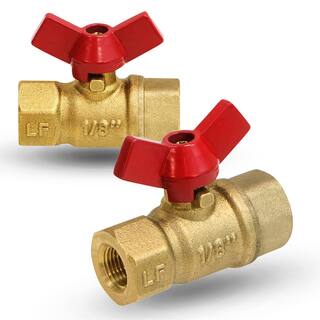 The Plumber's Choice 18 in. Lead Free Brass FIP and FIP Full Port Ball Valve with Butterfly Handle 837GG230-NL