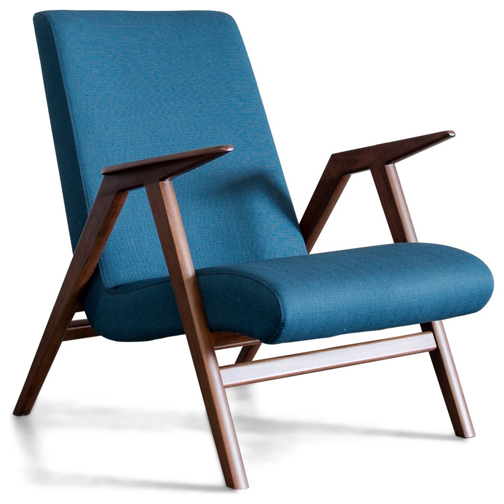 Charlene Accent Chair in Walnut with Upholstered Seat   Midcentury   Armchairs And Accent Chairs   by Gingko Furniture  Houzz