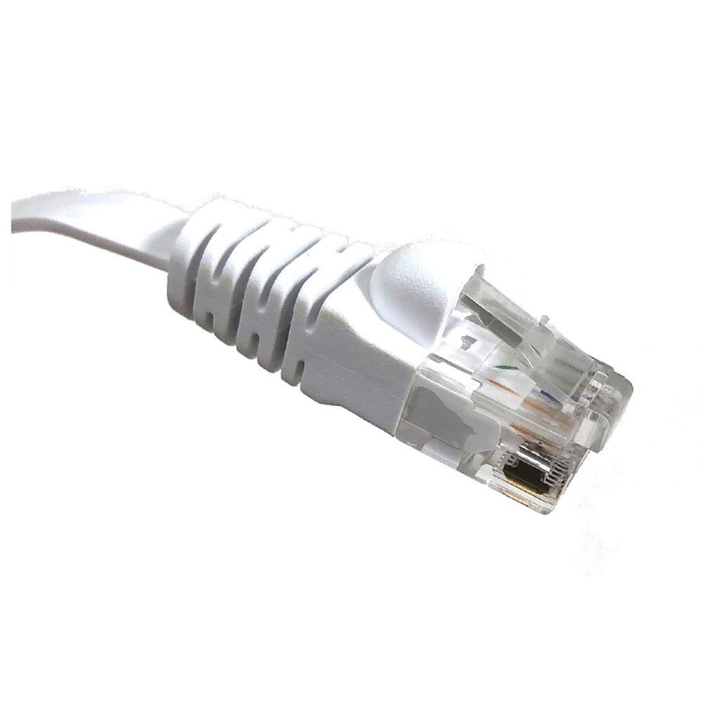 Micro Connectors Inc 100 ft. Flat Cat6 RJ45 UTP Ethernet Networking Cable with 20 Cable Clips E08-100FL-W