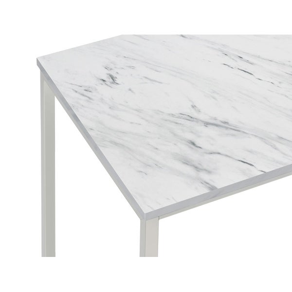 Coaster Furniture Leona White and Satin Nickel Coffee Table with Casters