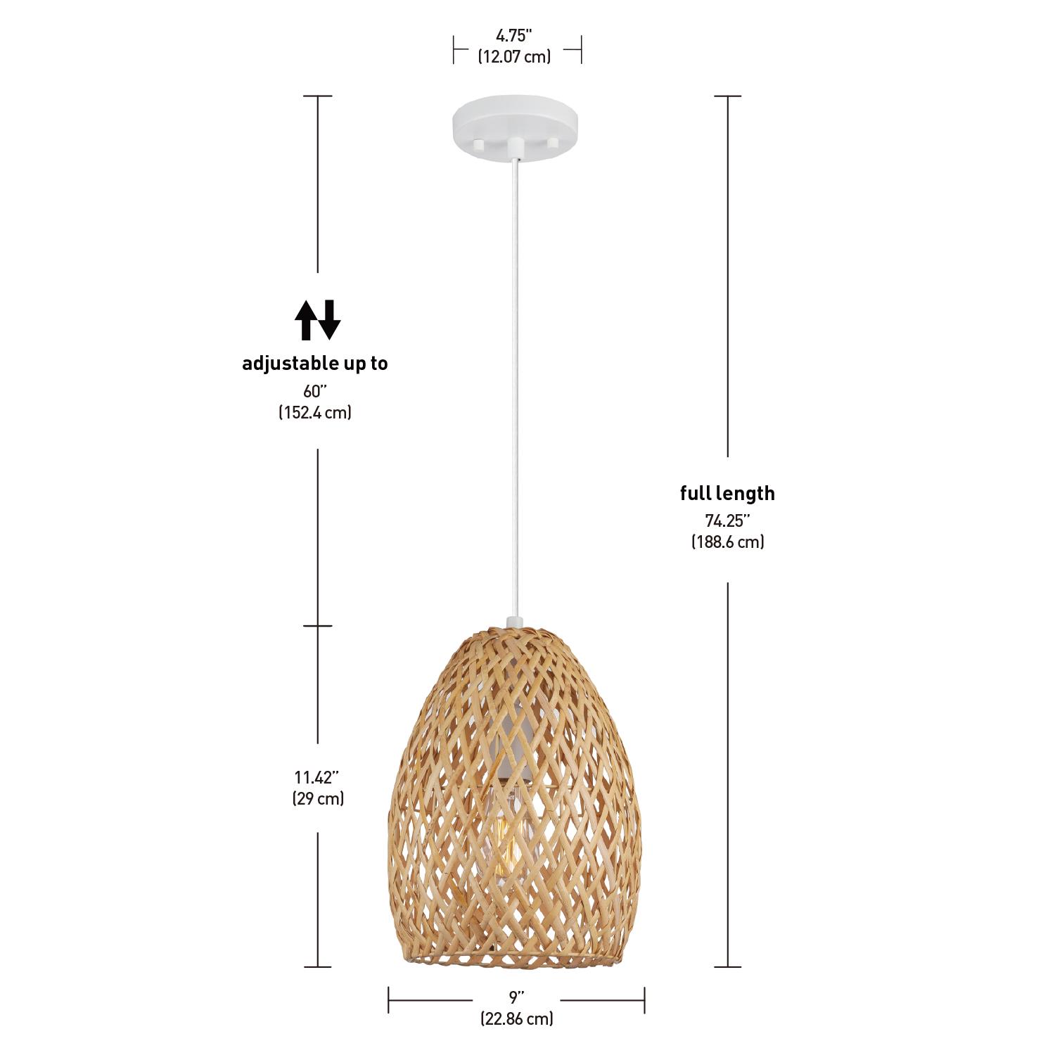 Novogratz x Globe Rio 1-Light Light Twine Shade Pendant Light， 61090