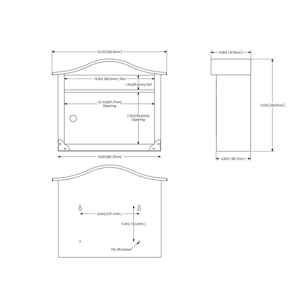 Architectural Mailboxes Saratoga Black Medium Steel Locking Wall Mount Mailbox 2550B-10