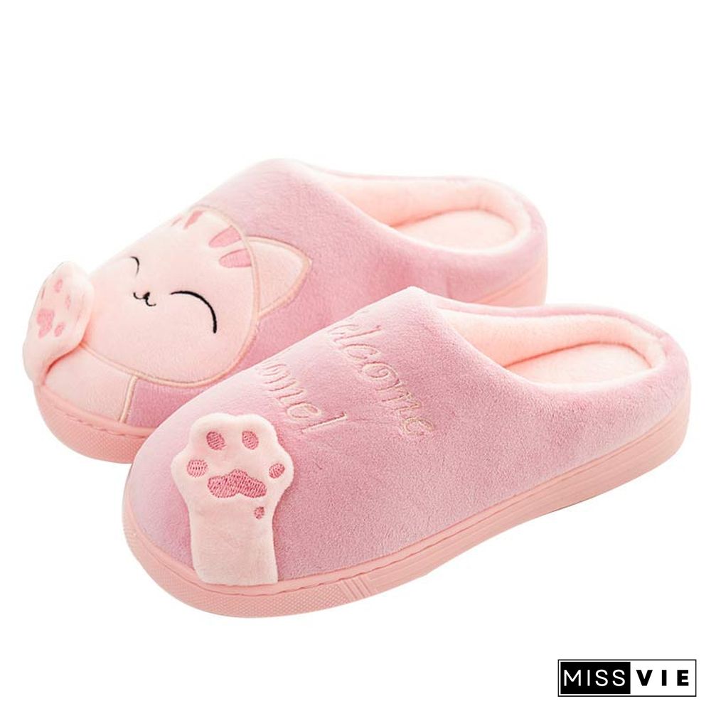 Cat Letters Antlers Plush Slippers