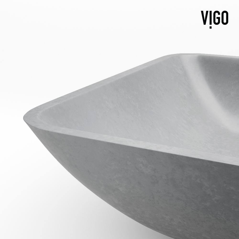 VIGO Duomo Gothic Gray Concreto Stone 18 in. L x 13 in. W x 4 in. H Rectangular Vessel Bathroom Sink VG04063