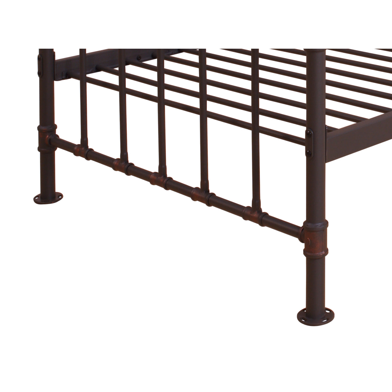 Industrial Style Metal Twin Size Bed with Pipe Inspired Frame, Brown- Saltoro Sherpi