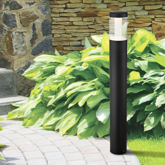 High Black Led Landscape Bollards Set Of 2